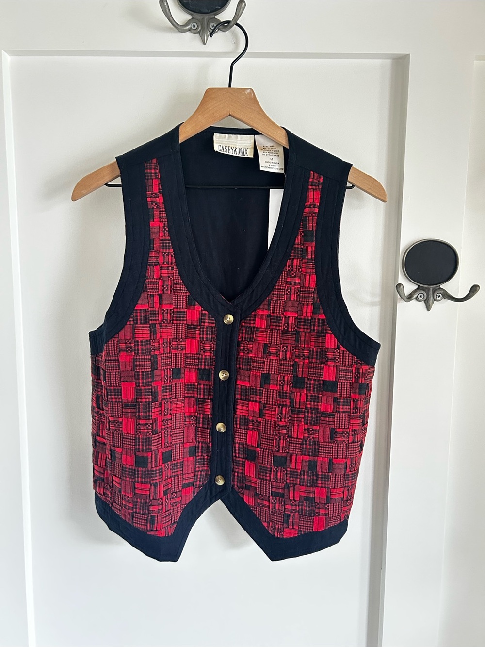 Vintage 90s Casey & Max Woven Patchwork Cotton Vest M